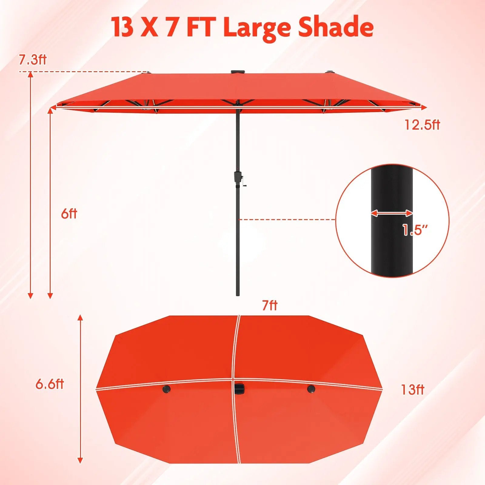 13 FT Double-Sided Patio Umbrella with Solar LED Lights by DirectDeals