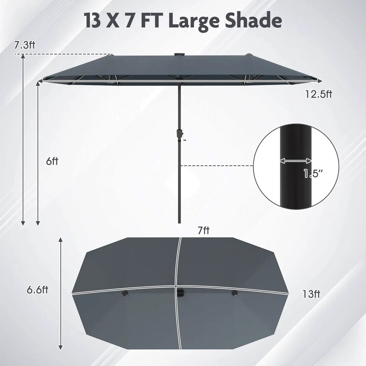 13 FT Double-Sided Patio Umbrella with Solar LED Lights, photo 15 of 30