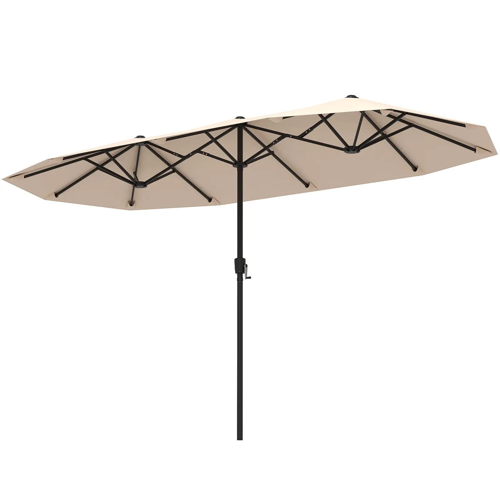 13 FT Large Patio Umbrella Outdoor Double-Sided Table Market Umbrella with Crank Handle-Beige by DirectDeals