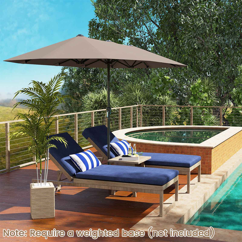 13 FT Large Patio Umbrella Outdoor Double-Sided Table Market Umbrella with Crank Handle-Beige by DirectDeals