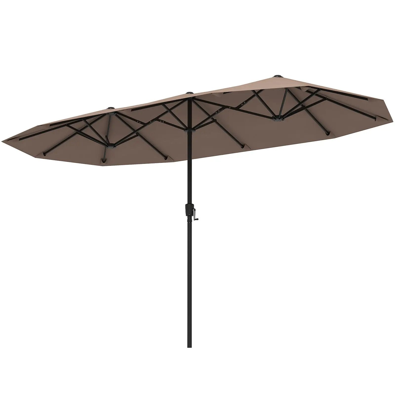 13 FT Large Patio Umbrella Outdoor Double-Sided Table Market Umbrella with Crank Handle-Beige by DirectDeals