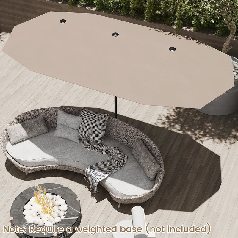 13 FT Large Patio Umbrella Outdoor Double-Sided Table Market Umbrella with Crank Handle-Beige by DirectDeals