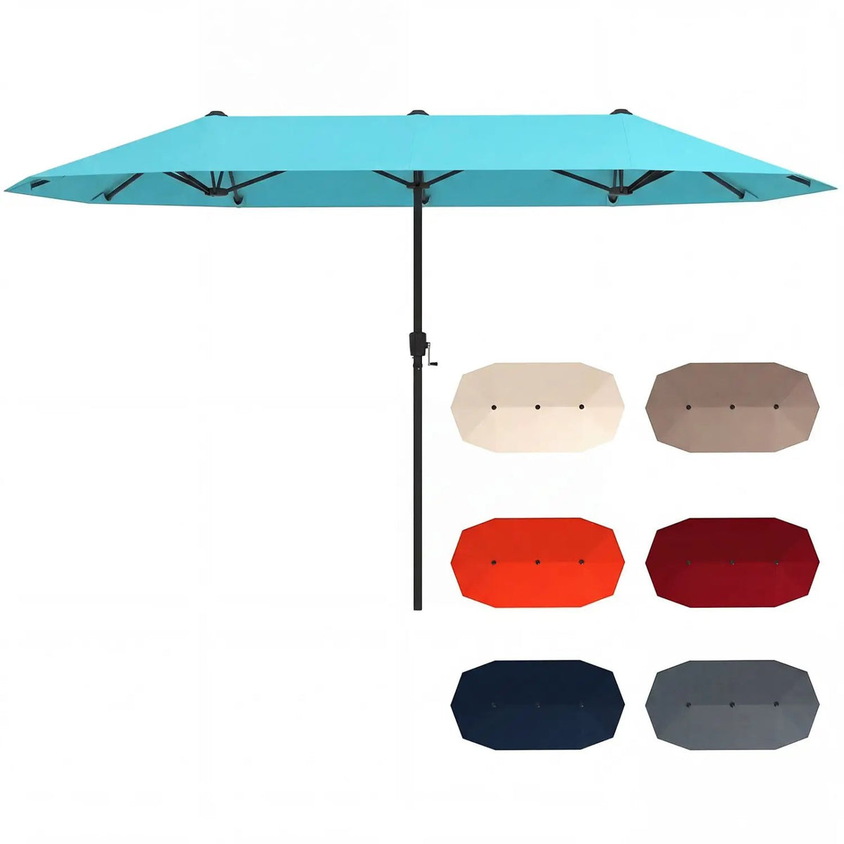 13 FT Large Patio Umbrella Outdoor Double-Sided Table Market Umbrella with Crank Handle-Beige, photo 12 of 12