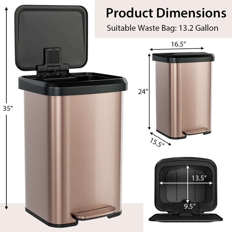 13.2 Gallon Step Trash Can with Soft Close Lid and Deodorizer Compartment by DirectDeals