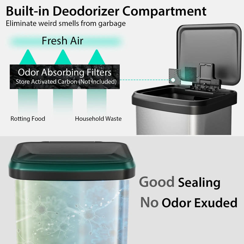 13.2 Gallon Step Trash Can with Soft Close Lid and Deodorizer Compartment by DirectDeals