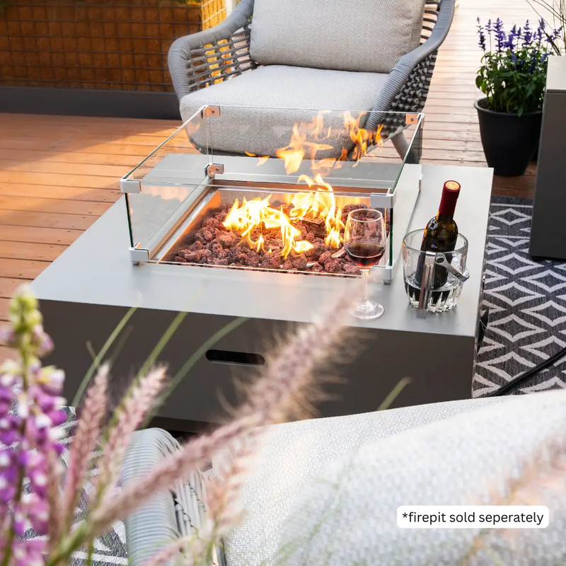 Ashton Fire Pit Tempered Clear Glass Wind Screen by EnvelorHome
