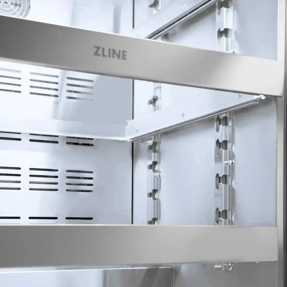 ZLINE 24" Touchstone 151 Can Beverage Fridge DuraSnow® Stainless Steel Glass Door Polished Gold Handle RBSOZ-SN-24-G by Farmhouse Kitchen and Bath