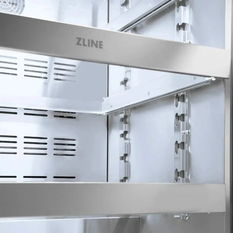 ZLINE 24" Touchstone 151 Can Beverage Fridge DuraSnow® Stainless Steel Glass Door Polished Gold Handle RBSOZ-SN-24-G by Farmhouse Kitchen and Bath