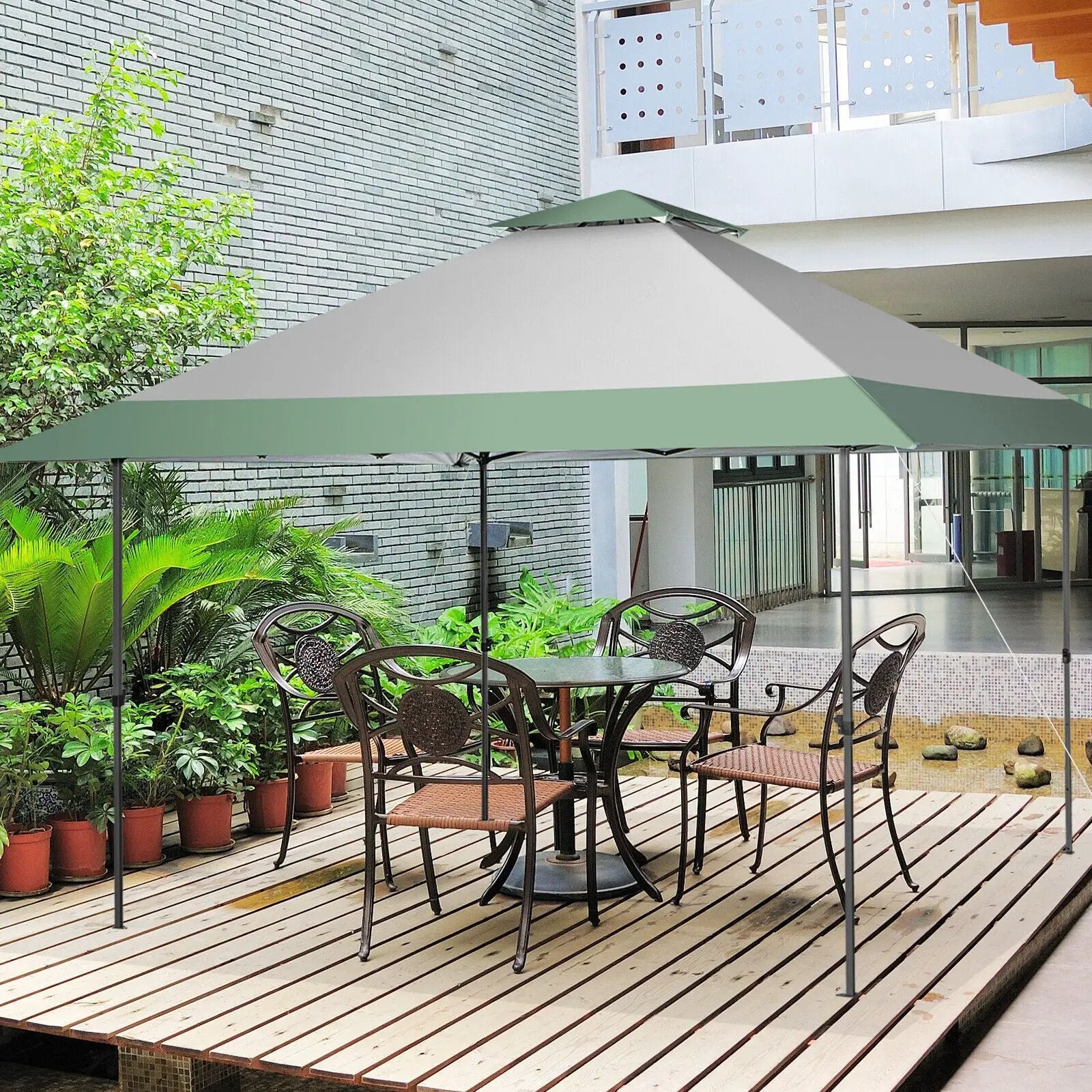 13 x 13 Feet Pop-Up Patio Canopy Tent with Shelter and Wheeled Bag-Gray by DirectDeals