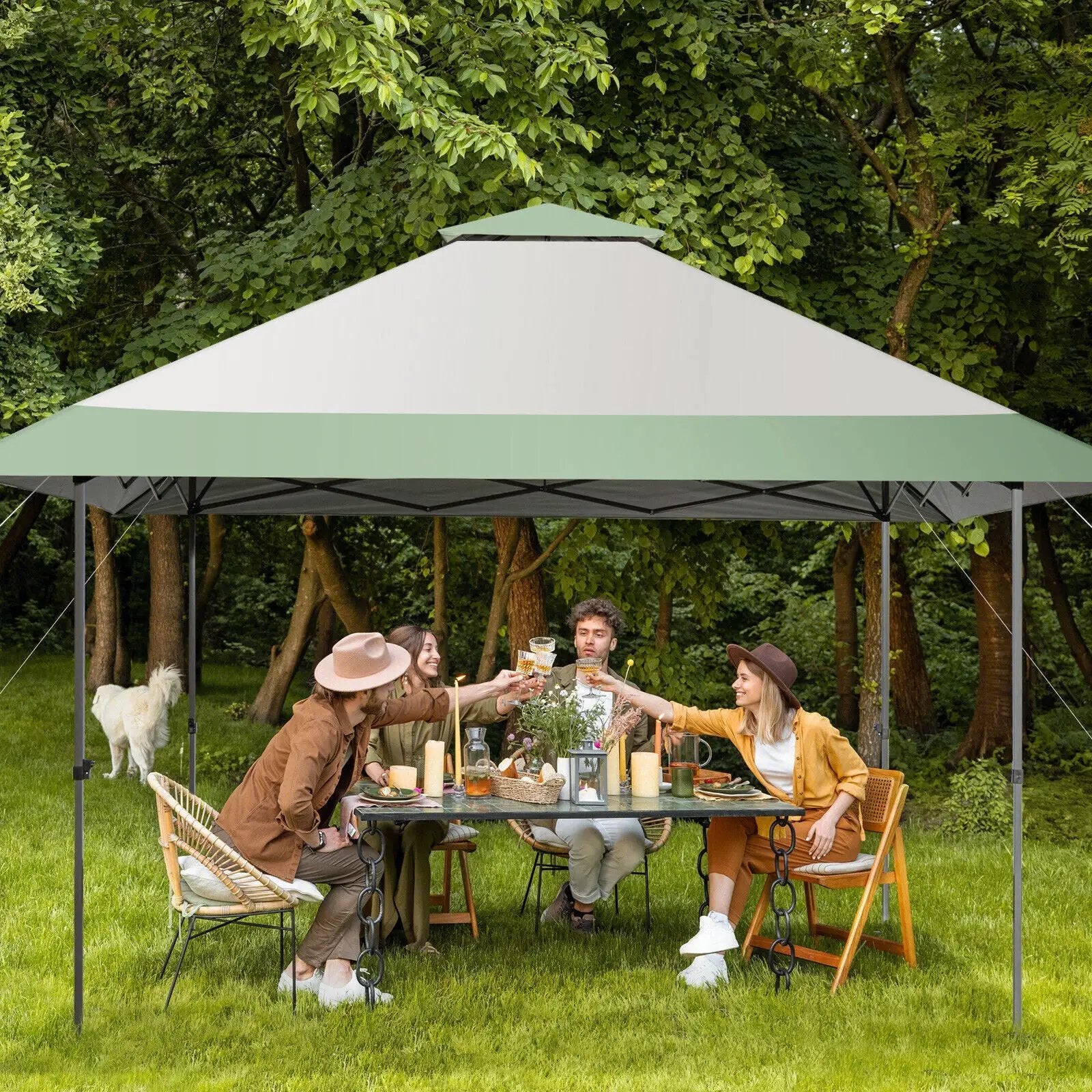 13 x 13 Feet Pop-Up Patio Canopy Tent with Shelter and Wheeled Bag-Gray by DirectDeals