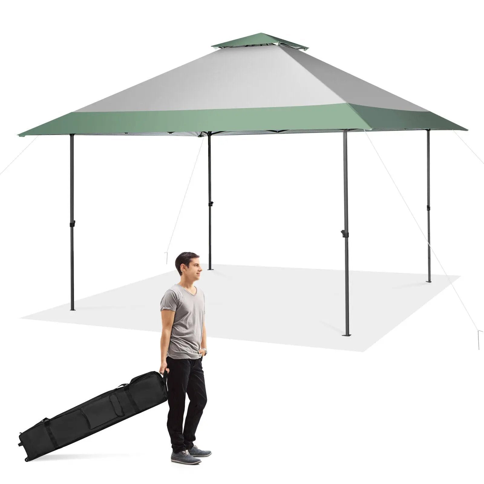 13 x 13 Feet Pop-Up Patio Canopy Tent with Shelter and Wheeled Bag-Gray by DirectDeals