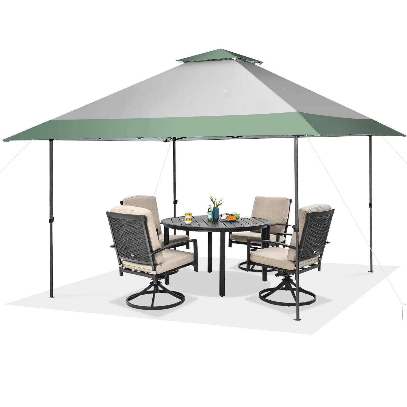 13 x 13 Feet Pop-Up Patio Canopy Tent with Shelter and Wheeled Bag-Gray by DirectDeals