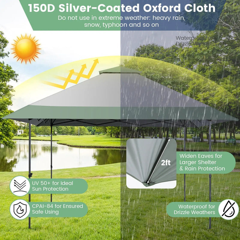 13 x 13 Feet Pop-Up Patio Canopy Tent with Shelter and Wheeled Bag-Gray by DirectDeals