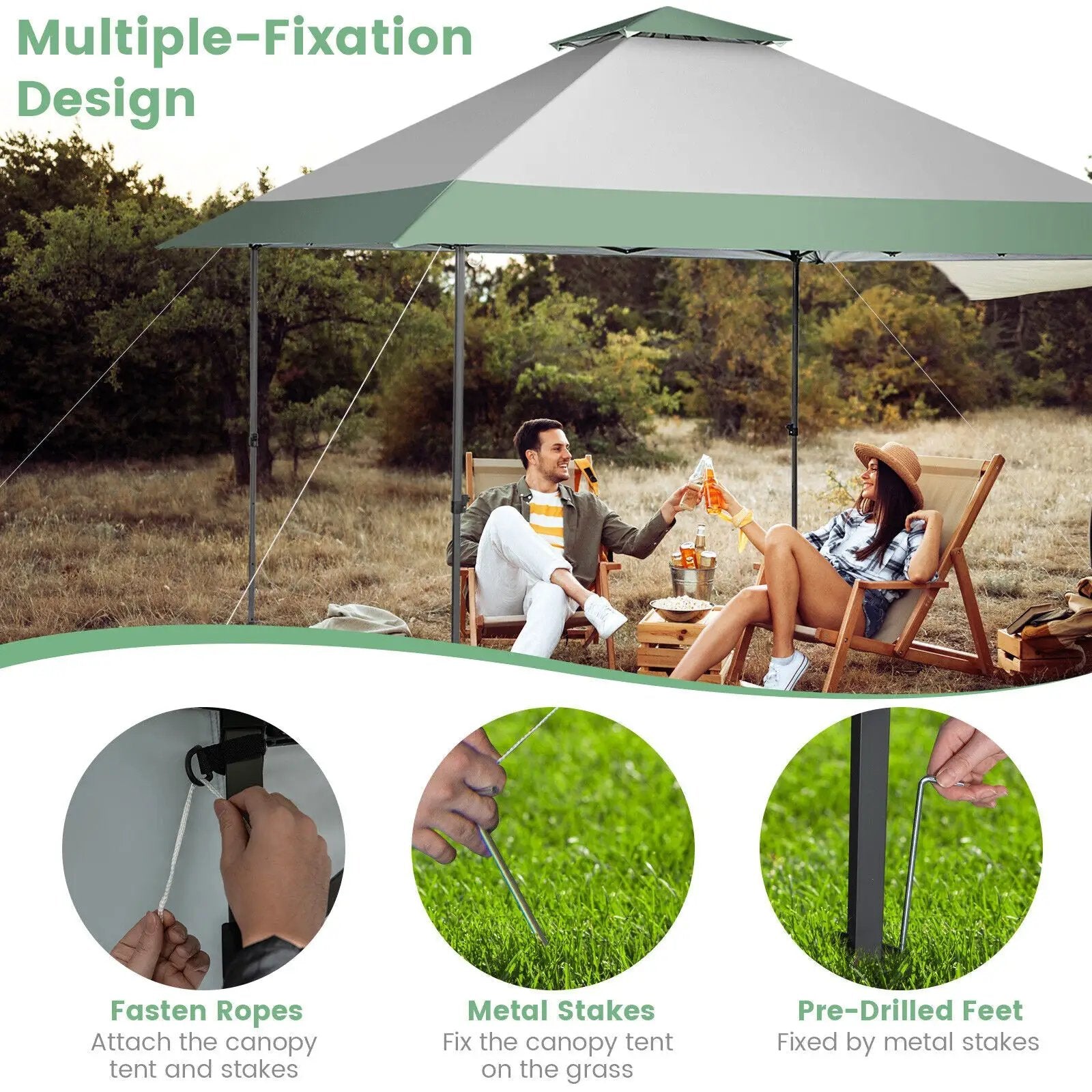 13 x 13 Feet Pop-Up Patio Canopy Tent with Shelter and Wheeled Bag-Gray by DirectDeals