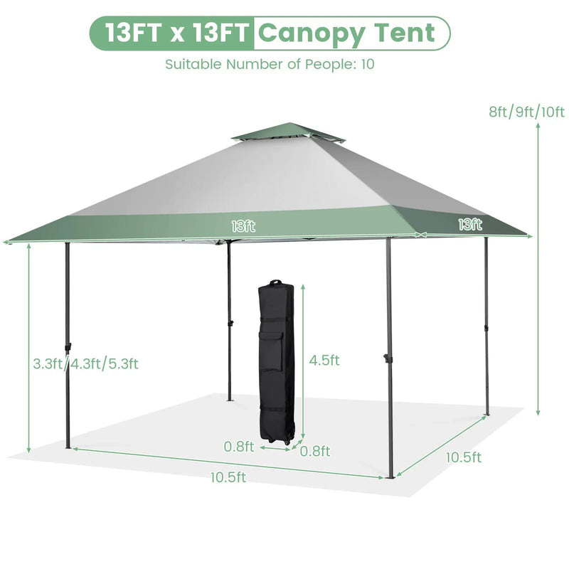13 x 13 Feet Pop-Up Patio Canopy Tent with Shelter and Wheeled Bag-Gray by DirectDeals
