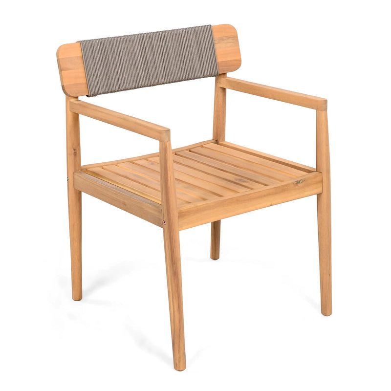 Creative Braided Acacia Wood Outdoor Dining Chairs with Armrests by HouseOfZazla