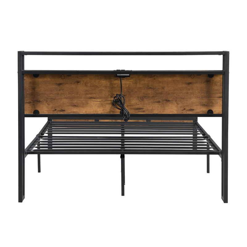 Platform Bed Frame With Wooden Headboard And Footboard, USB Liner by Unique Piece Furniture