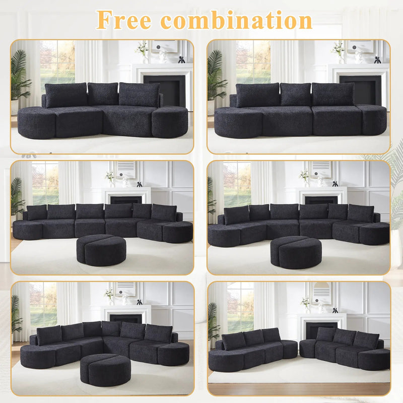 106.3-Inch V-Shaped Modular Sofa Set in Chenille Fabric by HouseOfZazla
