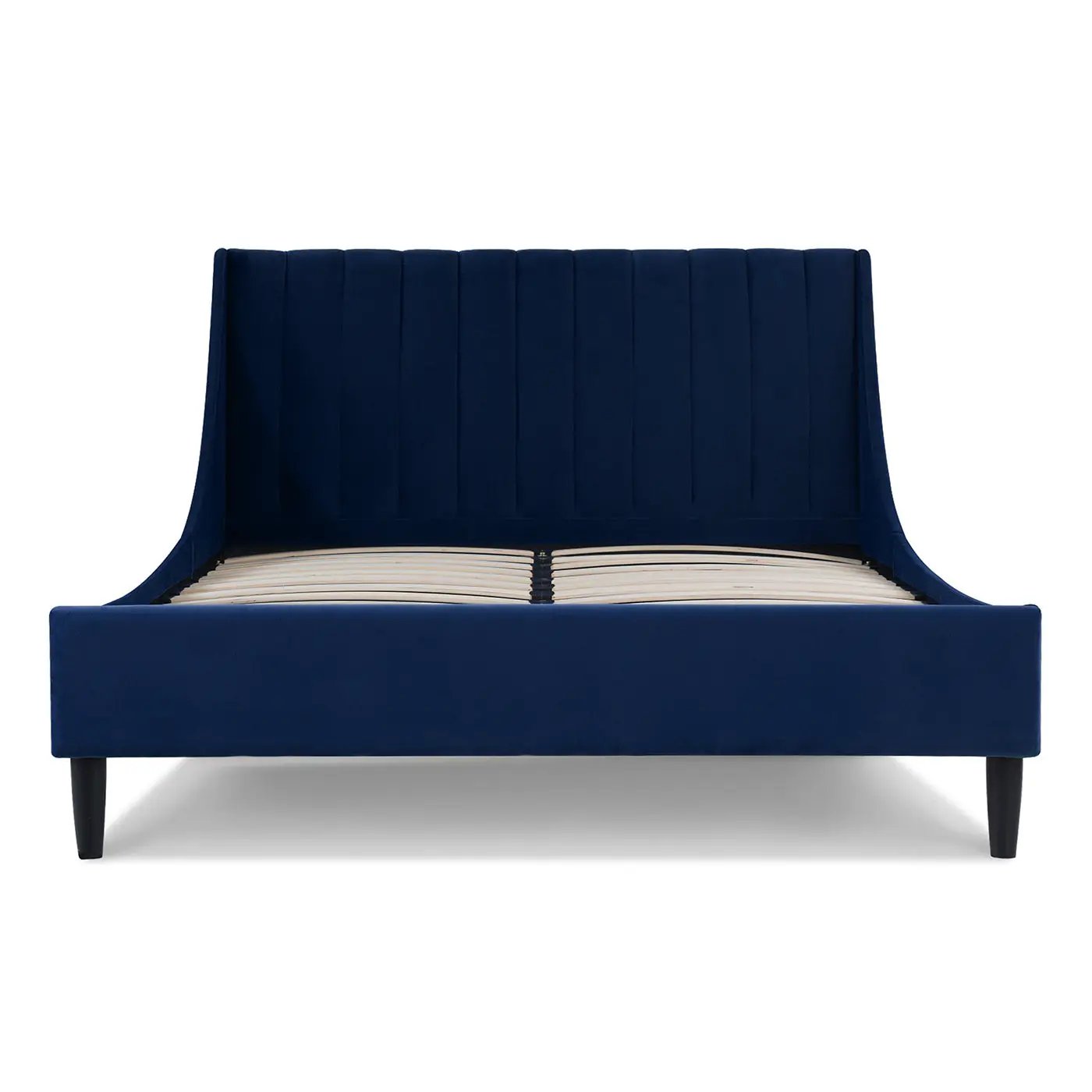 Aspen Vertical Tufted Headboard Platform Bed Set, Queen, Navy Blue Velvet by HouseOfZazla