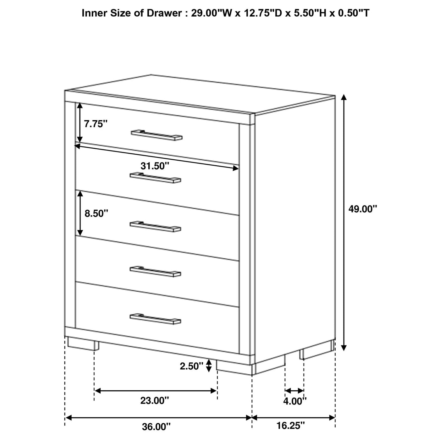 Polk - 5 Drawer Bedroom Chest by HouseOfZazla
