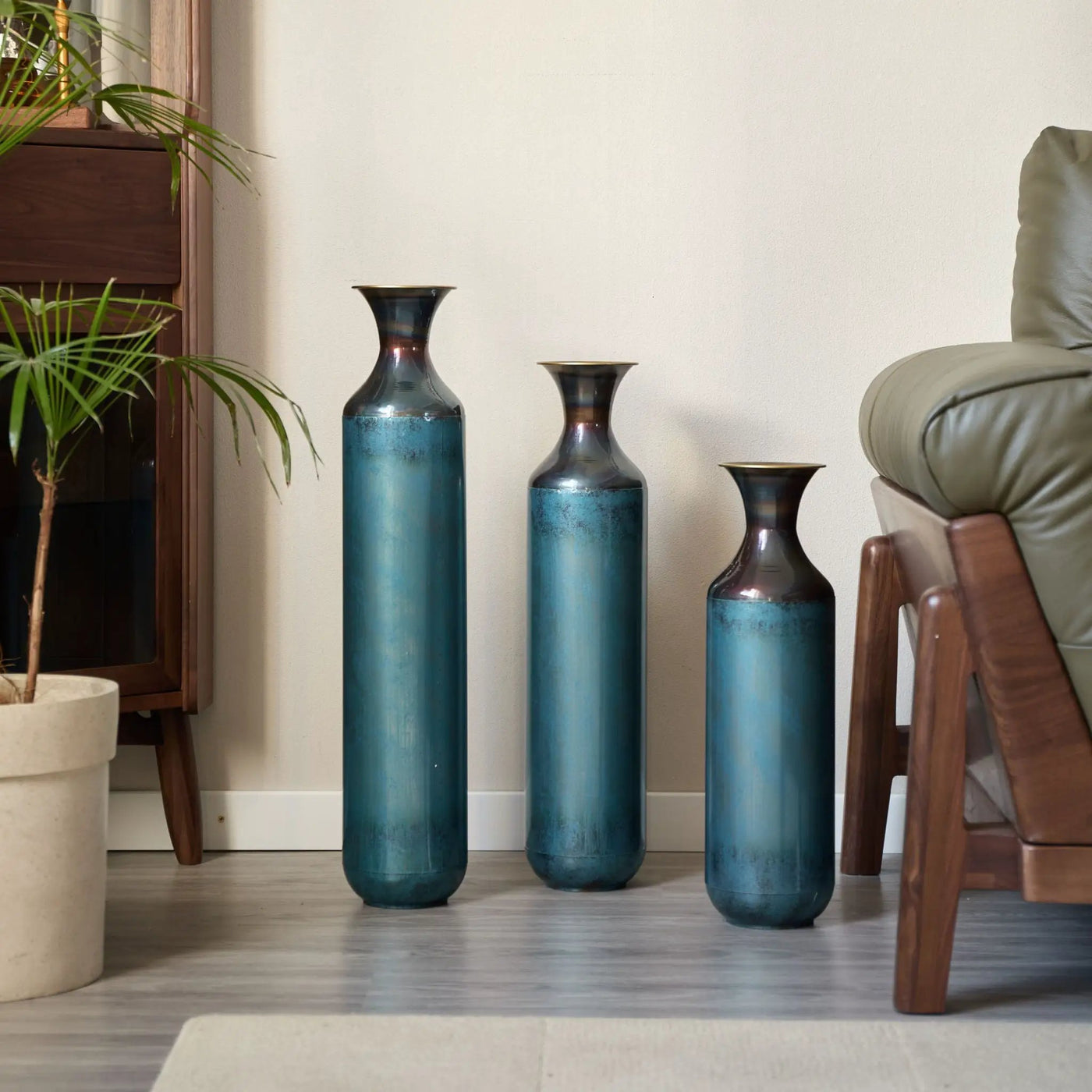 Modern Droplet Shaped Floor Vase Set, 3 Piece Home Decor by HouseOfZazla