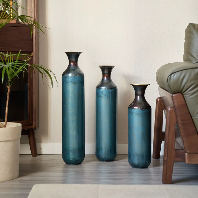 Modern Droplet Shaped Floor Vase Set, 3 Piece Home Decor by HouseOfZazla