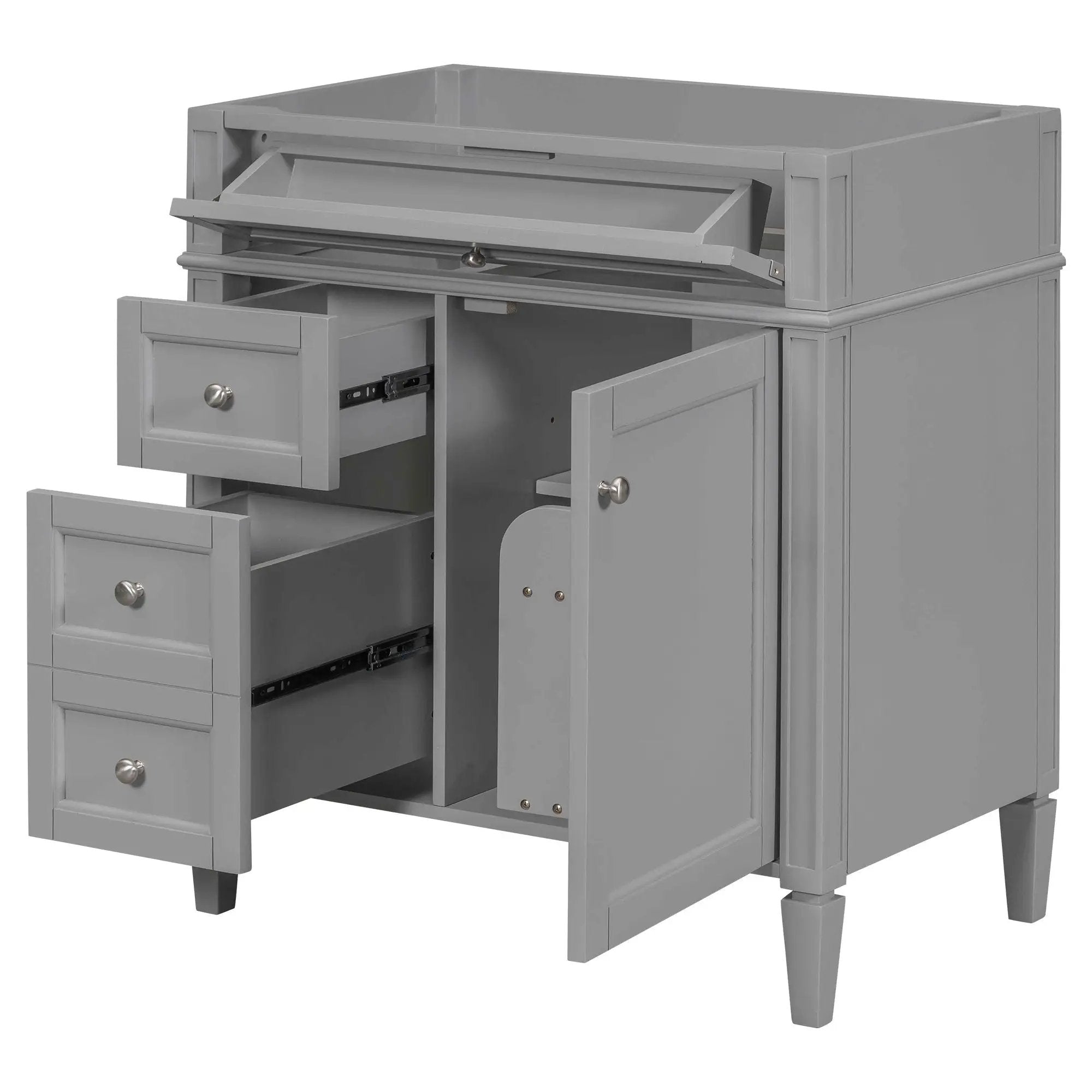Bathroom Vanity With 2 Drawers And Tip-Out Drawer, Storage Cabinet by Unique Piece Furniture