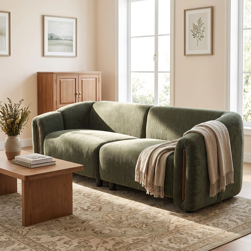 87.4" Modern Minimalist Curved Block Sofa by HouseOfZazla