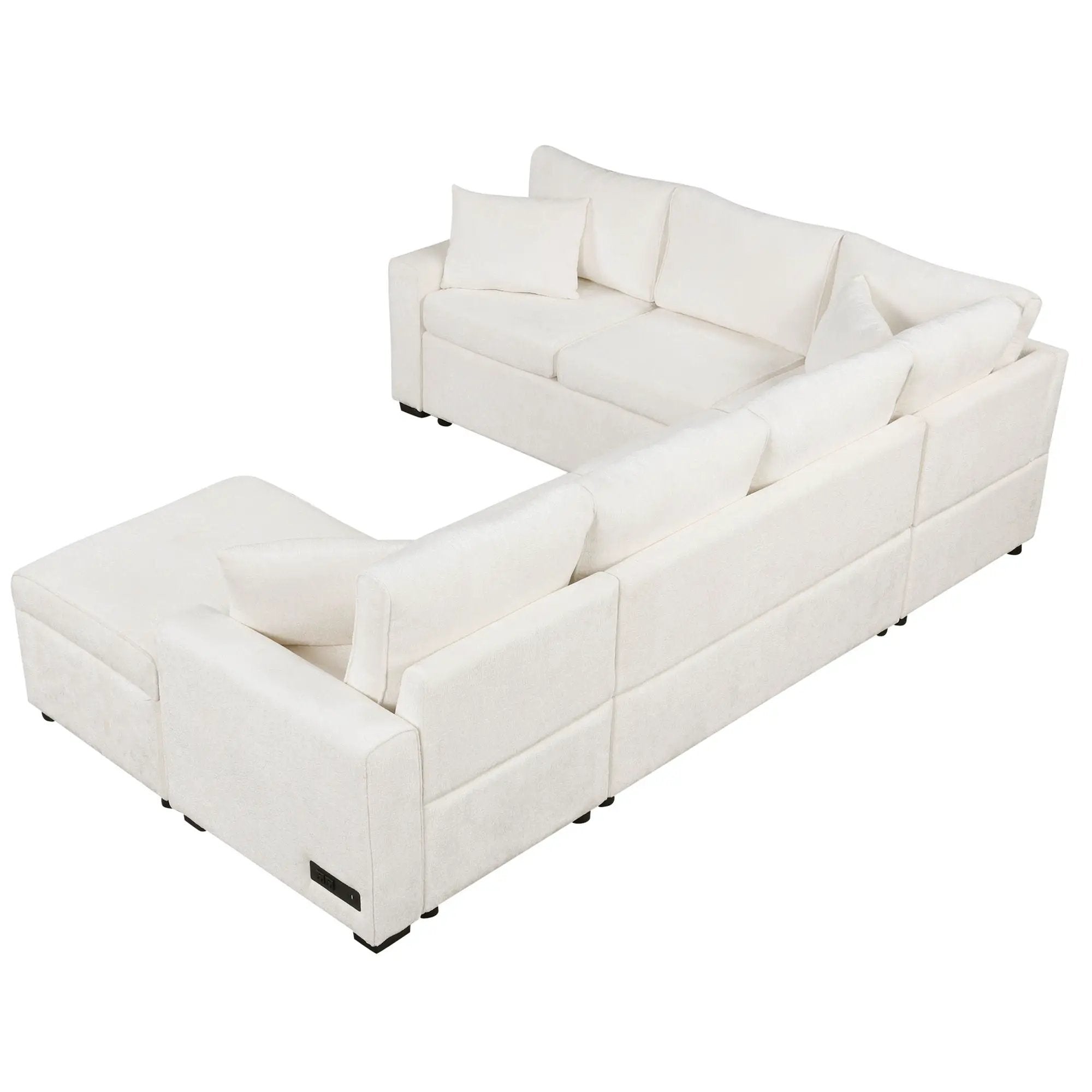 Sectional Sofa Pull-Out Sofa Bed Sleeper With A Storage Ottoman, Three Pillows And Charging Devices For Living Room by HouseOfZazla