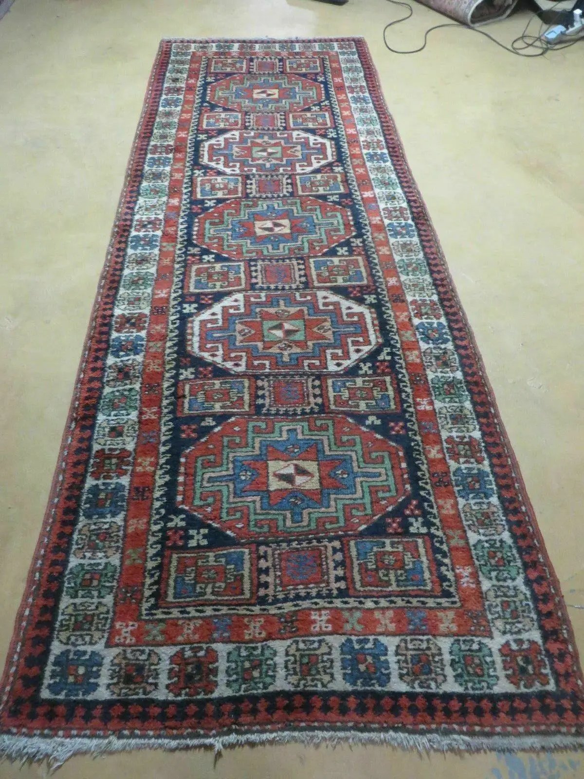 3 '4" X 10' Vintage Handmade Turkish Kazak Caucasian Wool Runner Rug Red Nice by Jewel Rugs