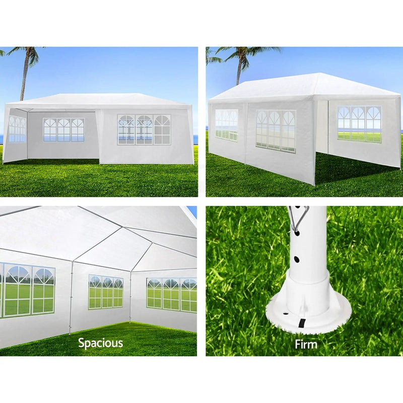 Wedding Party Canopy Tent Outdoor Gazebo With 6 Removable Sidewalls - White by HouseOfZazla