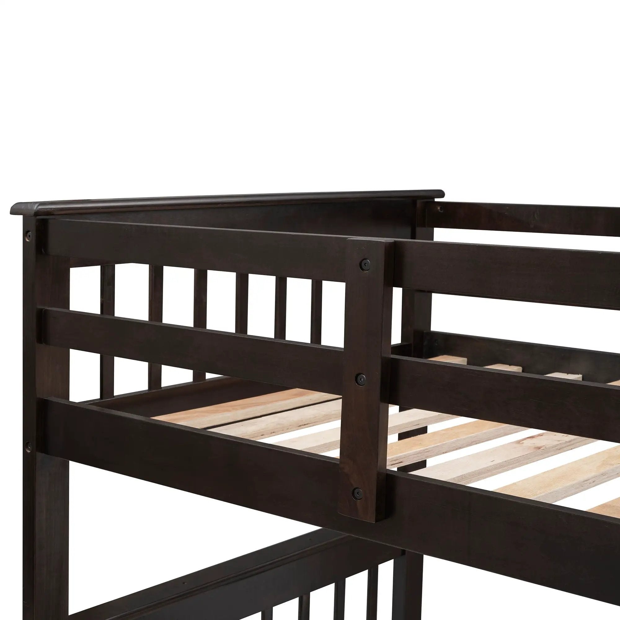 Stairway Bunk Bed With Storage And Guard Rail For Bedroom by HouseOfZazla