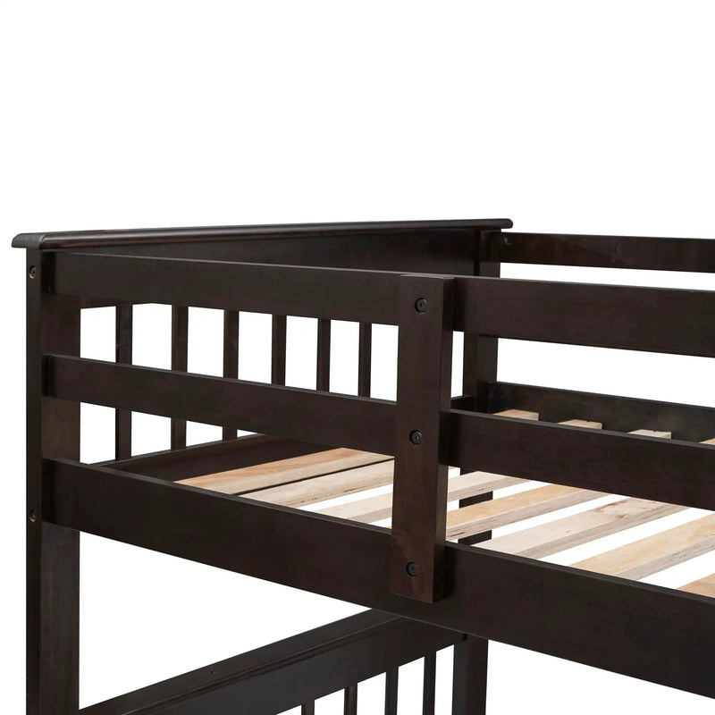 Stairway Bunk Bed With Storage And Guard Rail For Bedroom by HouseOfZazla