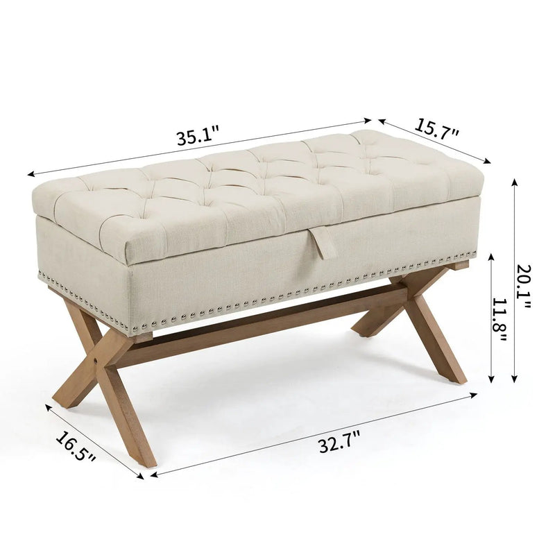 Storage Ottoman, Button-Tufted Ottoman Storage Bench, Ottoman With Storage by HouseOfZazla