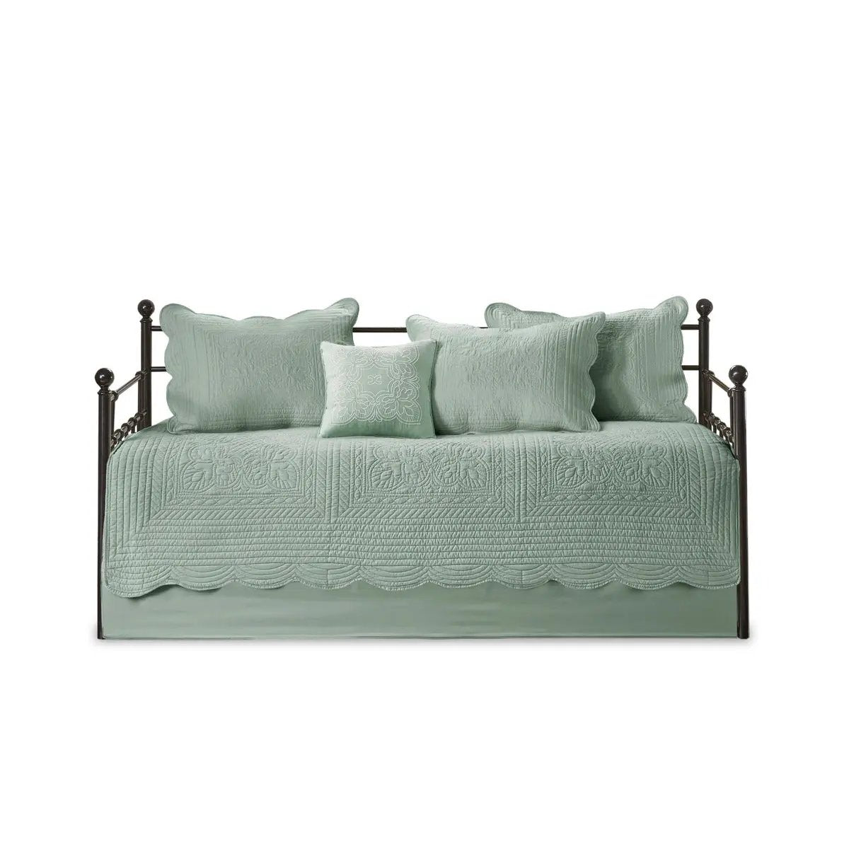 6 Piece Reversible Scalloped Edge Daybed Cover Set - Seafoam by HouseOfZazla