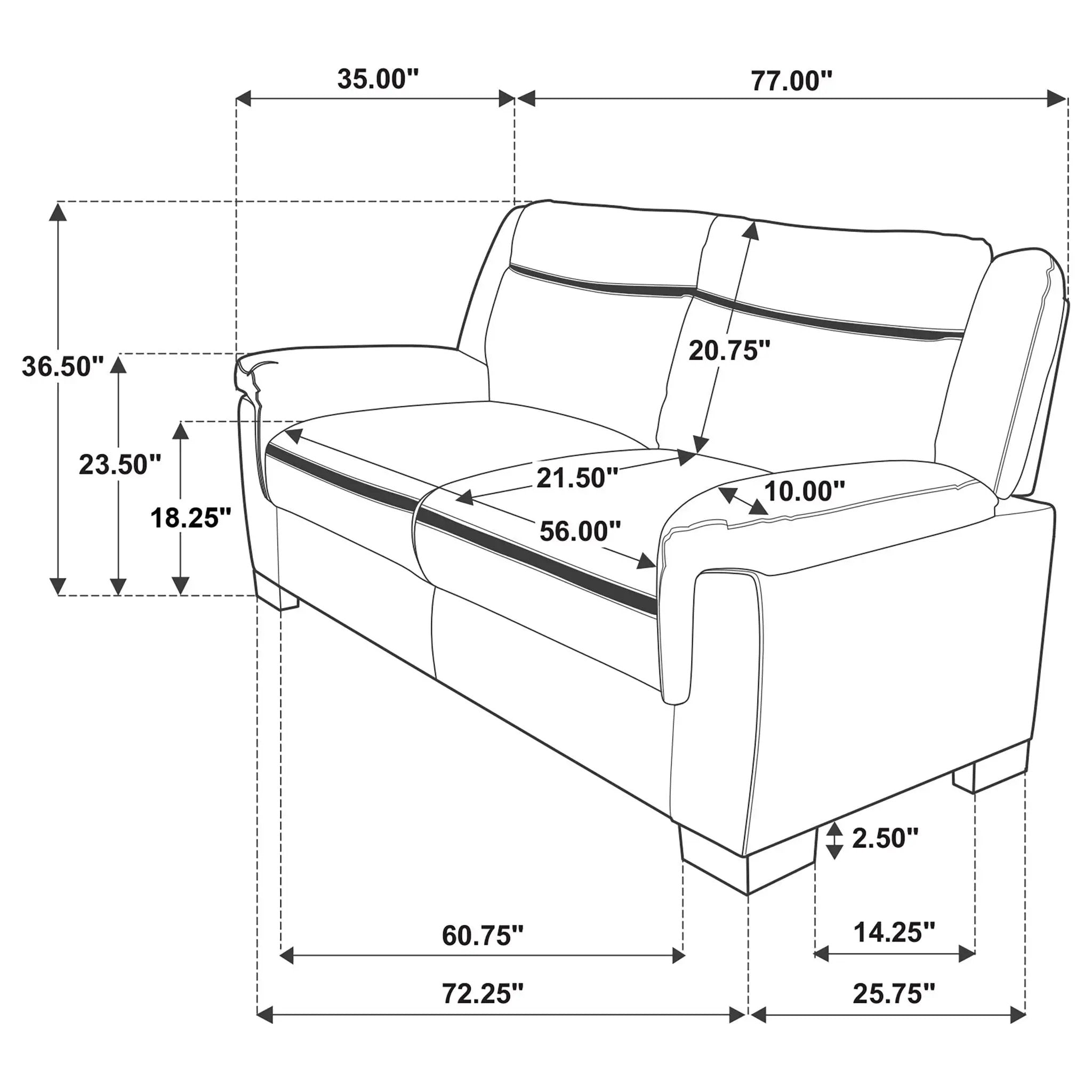 Arabella Upholstered Padded Arm Sofa Grey by Unique Piece Furniture