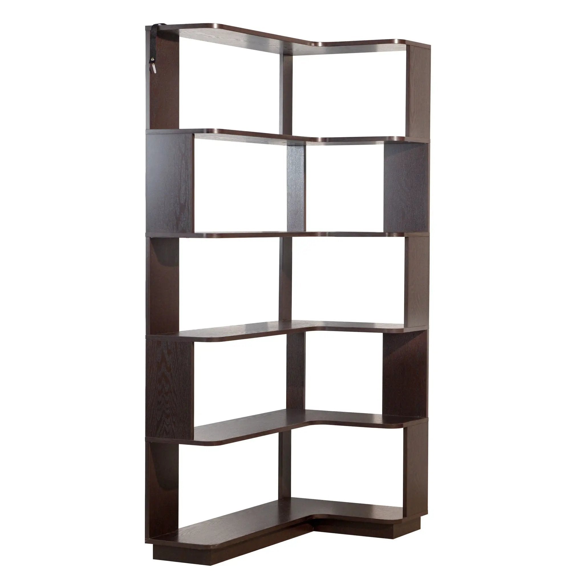 Ox Blood - Red 90Cm L-Shaped Freestanding Corner Bookshelf With Anti Tip Safety, Storage Cabinet For Living Room - Ox Blood Red by HouseOfZazla