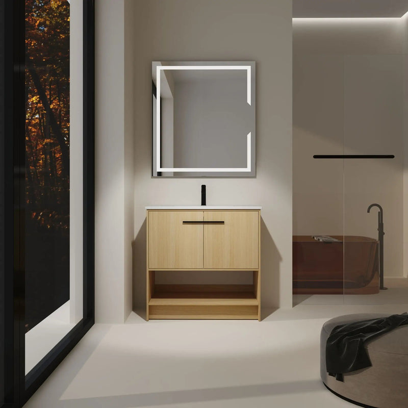 Modern Bathroom Vanity With Ceramic Sink, Freestanding Cabinet, Soft Closing Doors by Unique Piece Furniture