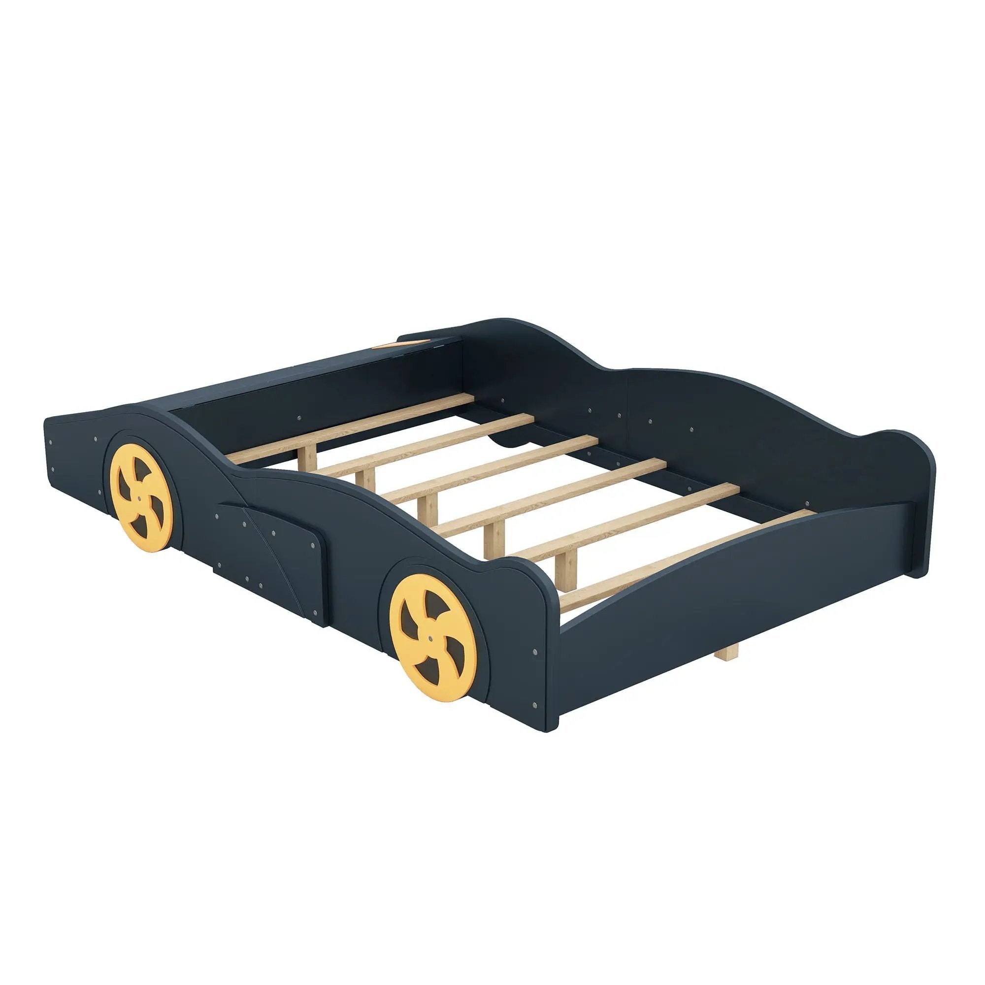 Race Car Shaped Platform Bed With Wheels And Storage by Unique Piece Furniture
