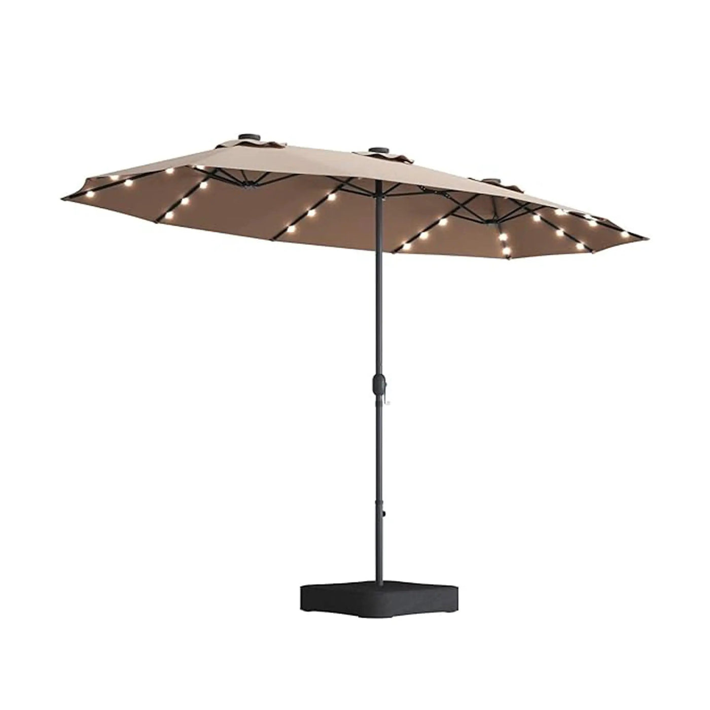 Double- Sided Outdoor Market Umbrella With Lights And Base by Unique Piece Furniture