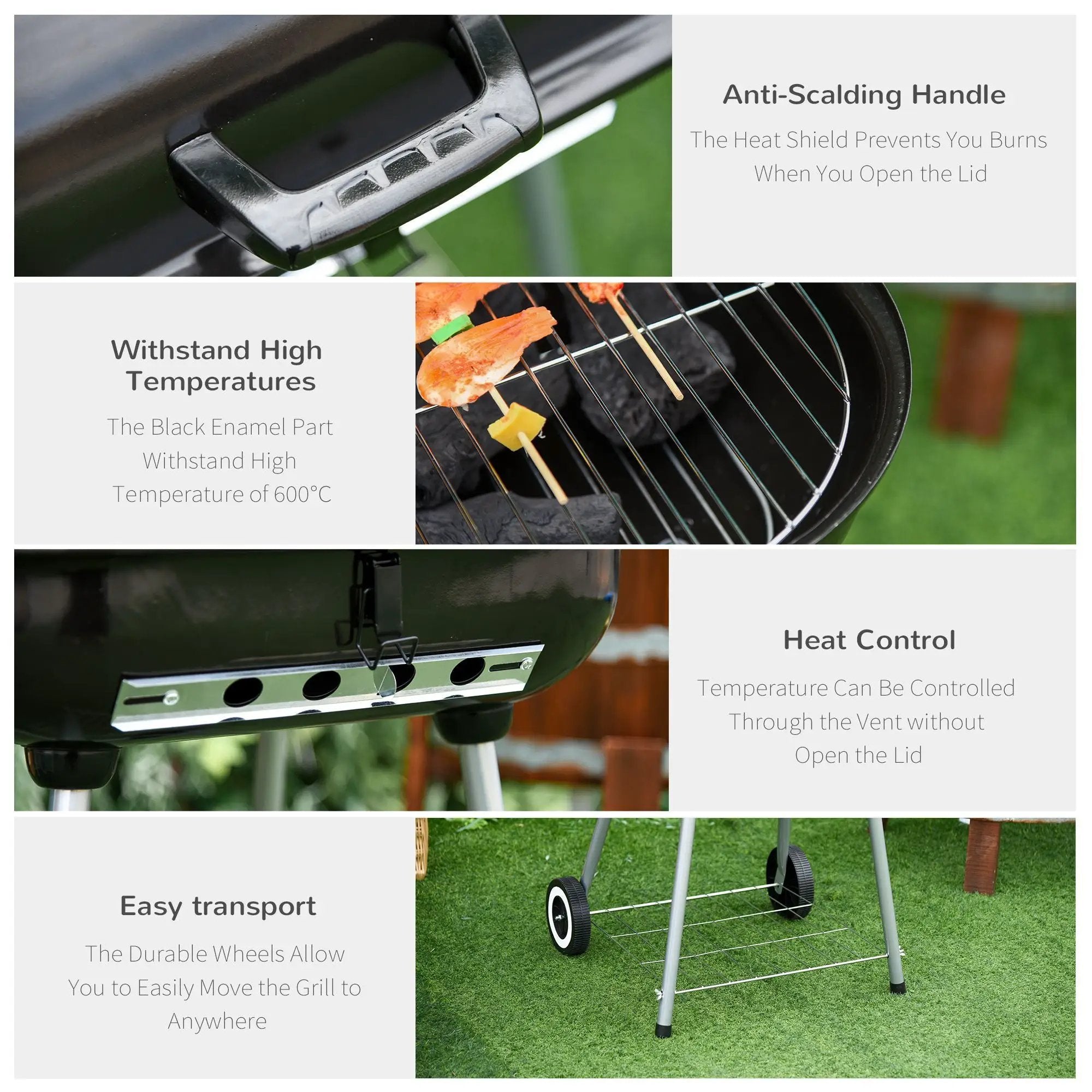 Outsunny 21' Portable Charcoal Grill with Wheels and Bottom Shelf by HouseOfZazla