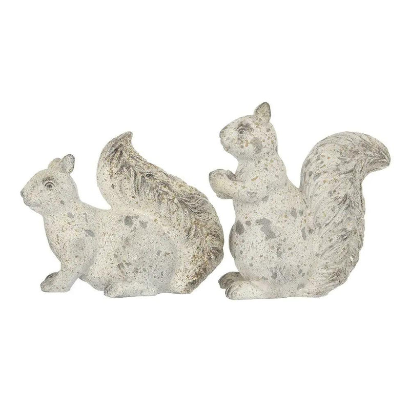Resin Standing & Lying Down Squirrel Rustic, For Harvest Festival Fall Festival & Thanksgiving Table Decorations (Set of 2) - Antique Cream by HouseOfZazla