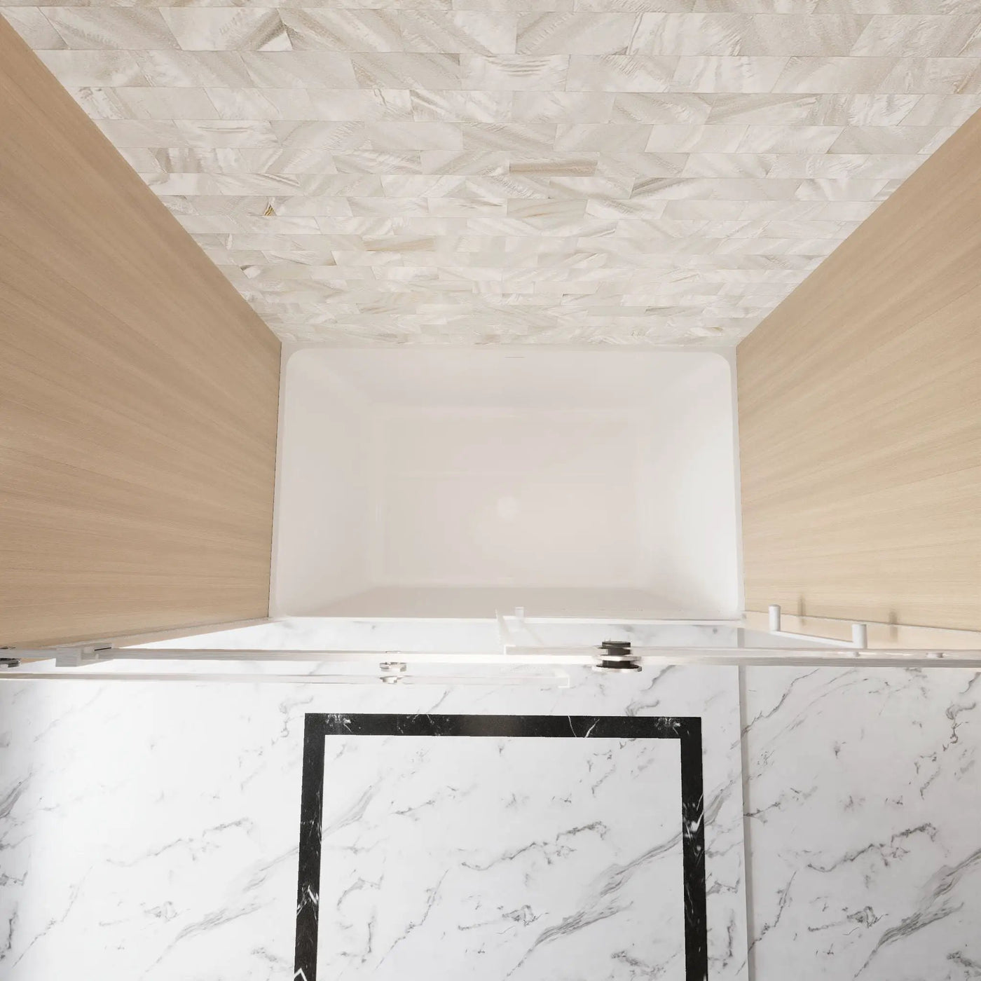 Frameless Single Sliding Shower Door & Handle And Square Tube Track by HouseOfZazla