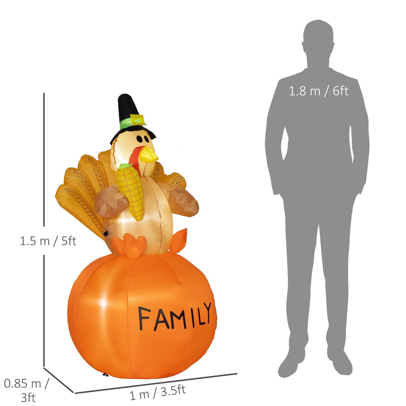 Homcom 4.9ft Inflatable Thanksgiving Decoration Turkey by HouseOfZazla