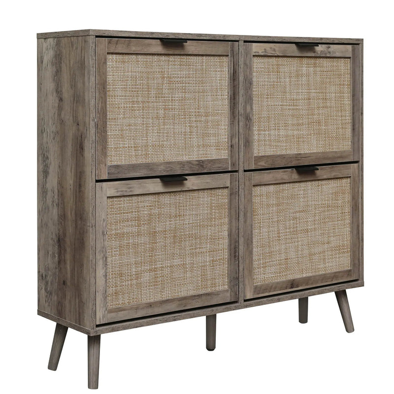 4 Door Shoe Rack, Freestanding Modern Shoe Storage Cabinet by HouseOfZazla