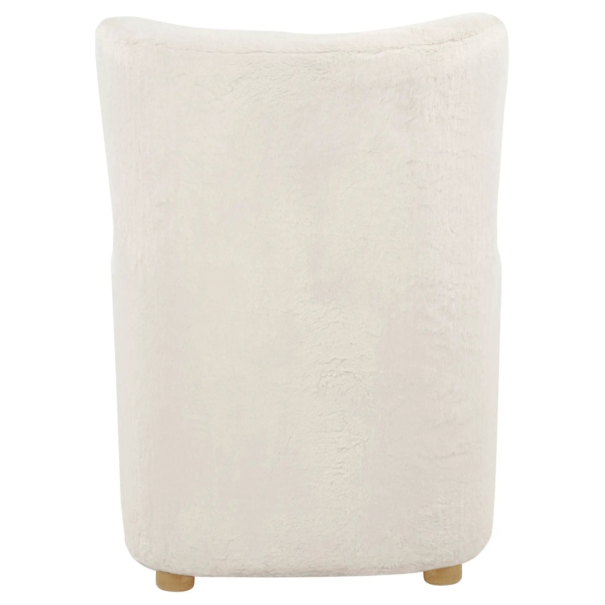 Thornton Faux Fur Upholstered Wingback Lounge Accent Chair Ivory by Unique Piece Furniture