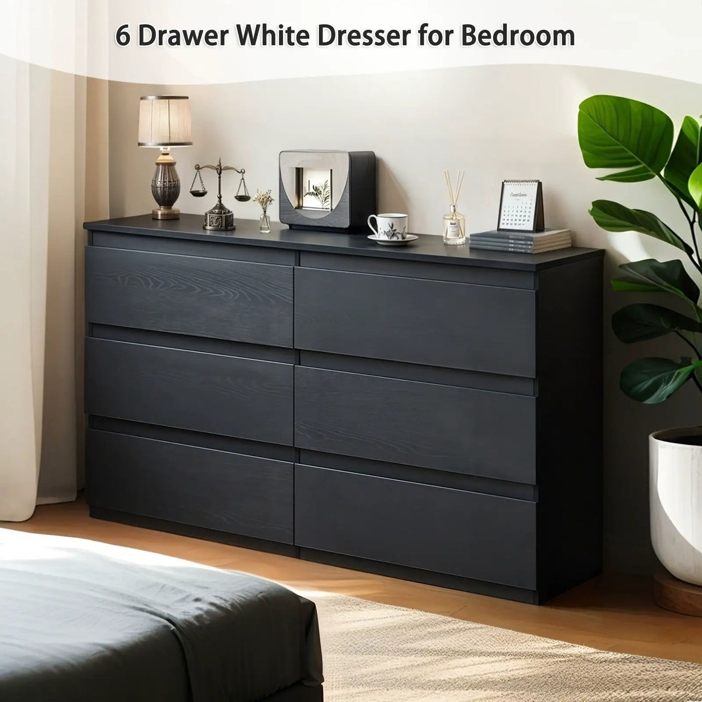 6 Drawer Dresser With Spacious Countertop And Concealed Handles by Unique Piece Furniture