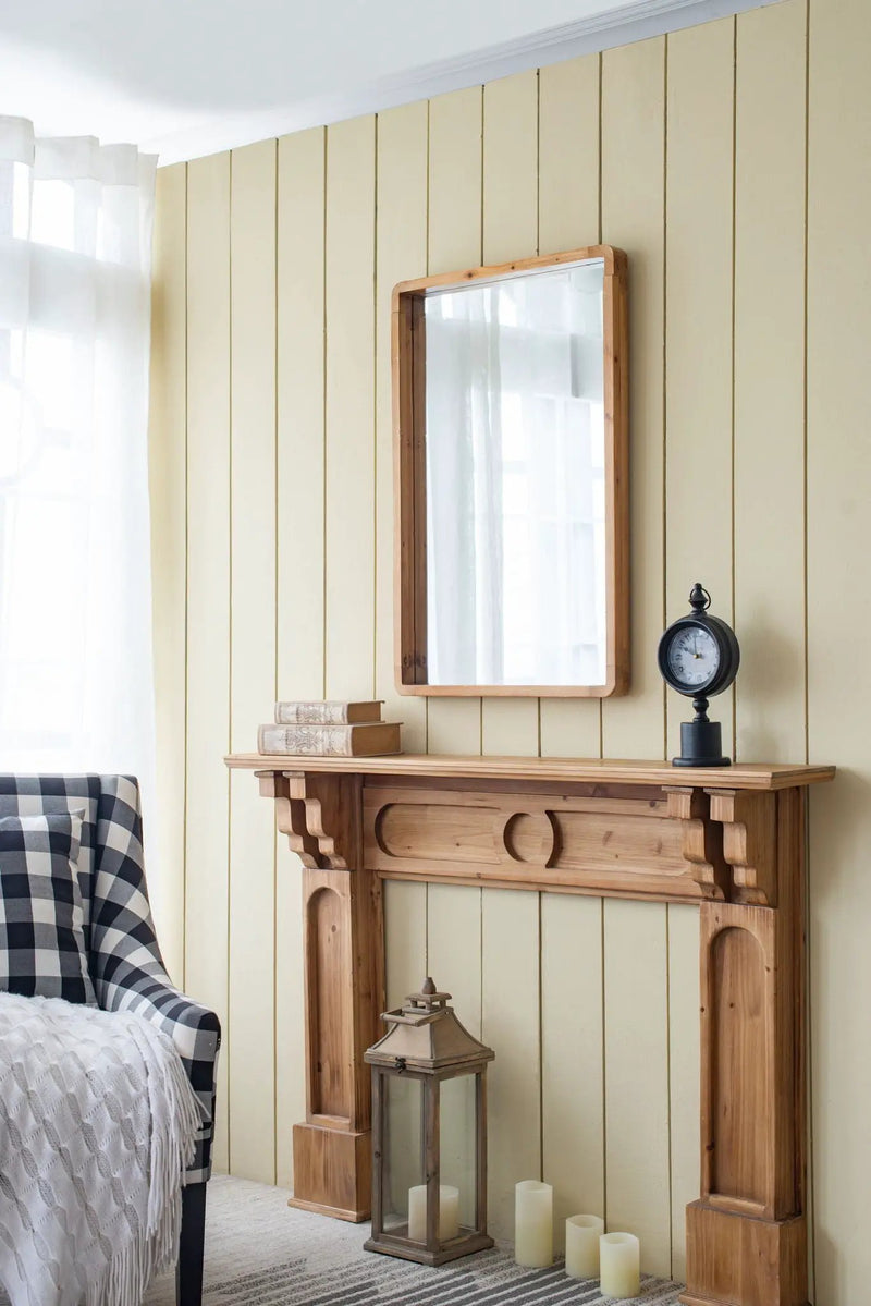 Rectangle Wood Mirror, Farmhouse Wall Decor For Living Room Bedroom Entryway - Brown by HouseOfZazla