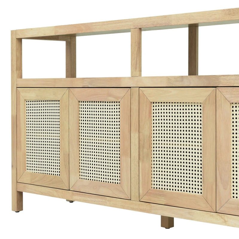Bohemian Style Rattan Buffet Storage Cabinet with Solid Wood Frame by HouseOfZazla