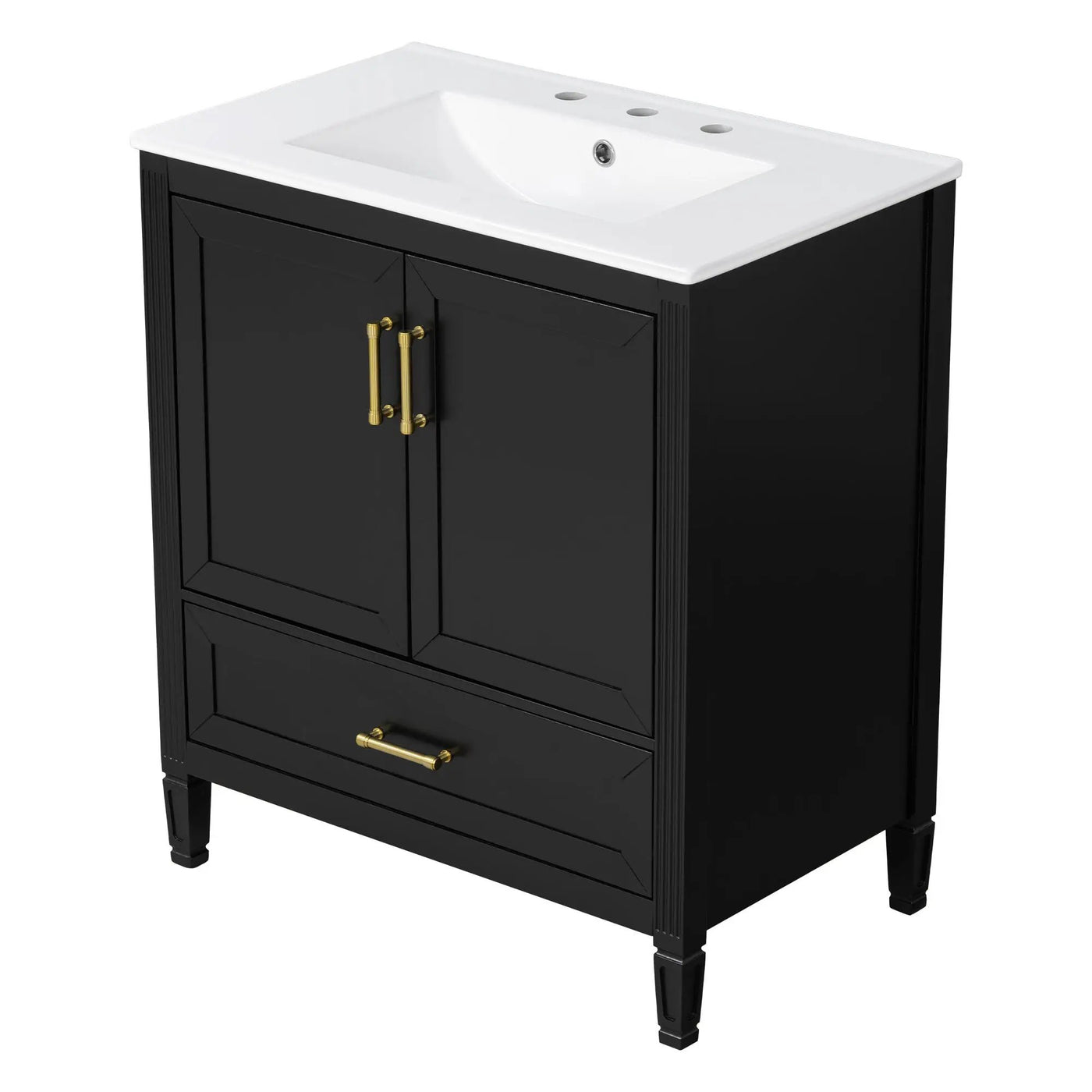 Elegant Fluted Bathroom Vanity With Sink, Soft Close Doors & Drawer by HouseOfZazla